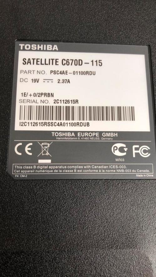 Toshiba Satellite C670D-115 Black, Computers en Software, Windows Laptops, Gebruikt, 17 inch of meer, HDD, Onbekend, 4 GB, Qwerty