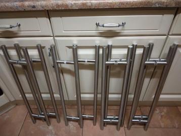 8 nieuwe sets RVS deurklinken voor glazendeuren  beschikbaar voor biedingen