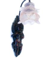 Wandlamp antiek barok engel beeld brons, bloem lamp kap glas, Antiek en Kunst, Antiek | Lampen, Verzenden