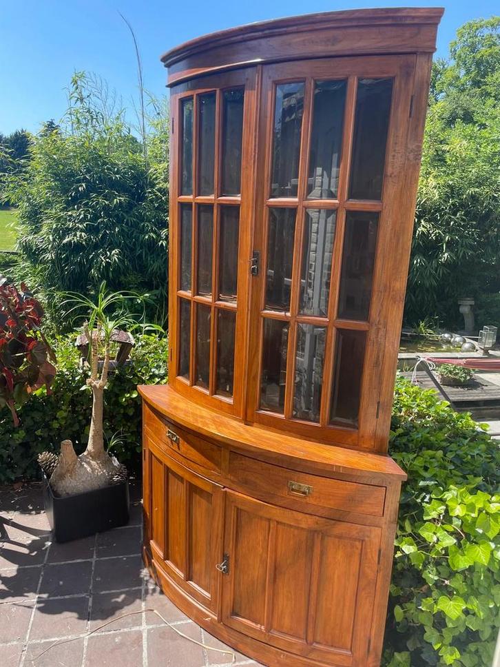 Teakhouten Halfronde Hoekkkast Hoge Kwaliteit Antiek Meubels, Antiek en Kunst, Antiek | Meubels | Kasten, Ophalen of Verzenden