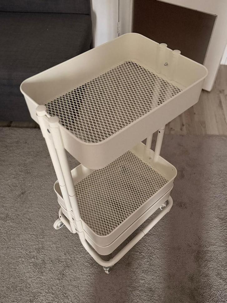 Witte trolley met 3 manden, Huis en Inrichting, Woonaccessoires | Overige, Zo goed als nieuw, Ophalen