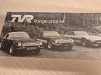 1979 mooie prijslijst TVR Bristol cabriolet folder izgst, Ophalen of Verzenden, Zo goed als nieuw