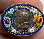 Antieke begin 20e micro mozaiek speld met paus Pius XI., Sieraden, Tassen en Uiterlijk, Antieke sieraden, Ophalen of Verzenden