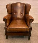 Fauteuil bruin schapen lederen Chesterfield oor fauteuil, Huis en Inrichting, Fauteuils, Ophalen of Verzenden