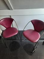 Leren stoelen. Paars van kleur. Metalen frame., Huis en Inrichting, Ophalen, Gebruikt