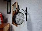 stationsklok voor aan de muur bruin, Huis en Inrichting, Ophalen of Verzenden, Zo goed als nieuw, Wandklok