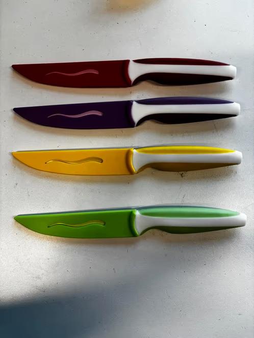 NIEUW! Set van 4 steakmessen gekleurd €10,99, Ophalen of Verzenden, Nieuw, Overige materialen, Los bestek