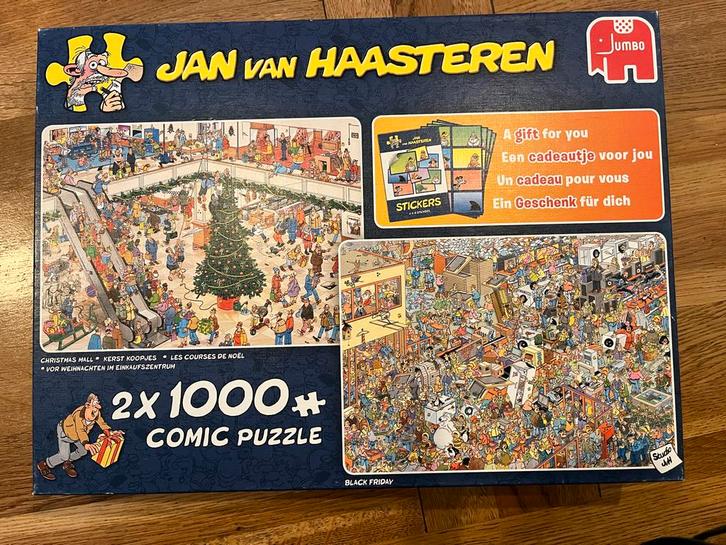 Jan van Haasteren Puzzel 2x1000 stukjes kerst/black friday, Hobby en Vrije tijd, Denksport en Puzzels, Gebruikt, Legpuzzel, 500 t/m 1500 stukjes