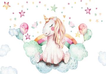Aquarel Eenhoorn vlies fotobehang kinderkamer OOK OP MAAT beschikbaar voor biedingen