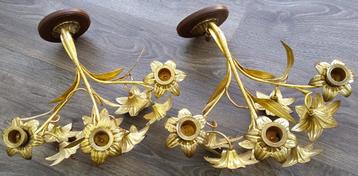 Om1900-1925 Franse Wand Muur Kandelaar Set van Twee Brocante beschikbaar voor biedingen