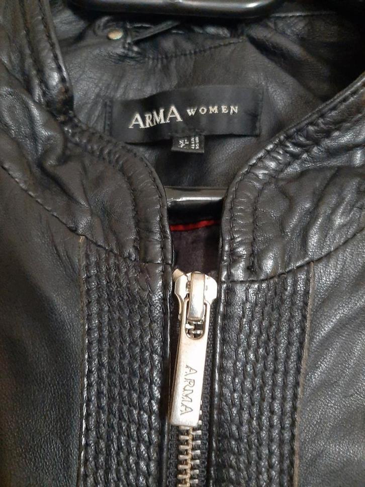 Zwarte echt leren jas van Arma Size 38, Kleding | Dames, Jassen | Winter, Zo goed als nieuw, Maat 38/40 (M), Zwart, Ophalen of Verzenden