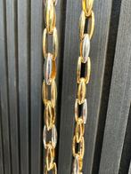 14k Gouden Bicolor Ketting Massief, Ophalen of Verzenden, Zo goed als nieuw, Goud
