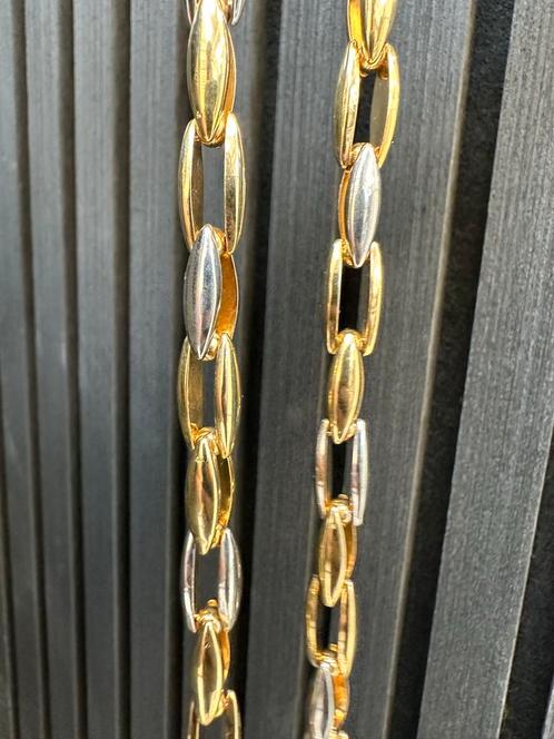 14k Gouden Bicolor Ketting Massief, Sieraden, Tassen en Uiterlijk, Kettingen, Zo goed als nieuw, Goud, Ophalen of Verzenden