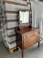 Antieke houten kaptafel met spiegel en lades, Huis en Inrichting, Tafels | Kaptafels, D, Zo goed als nieuw, Minder dan 100 cm