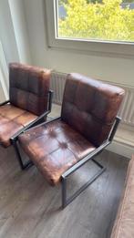 Leather Chairs Pair Set of 2, Ophalen, Gebruikt, Minder dan 75 cm, Metaal