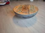 Stoere ronde salontafel – industrieel & uniek – Ø70 cm, Ophalen, 100 tot 150 cm, Rond, 50 tot 100 cm