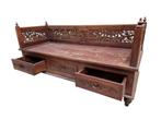 Antieke Houtsnijwerk Bank met Opbergruimte, Ophalen