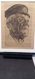 CEES BOLDING. Originele ets man met pet.Volendam?, Antiek en Kunst, Ophalen of Verzenden