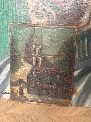Naïef Kerk Schilderij, 1919 beschikbaar voor biedingen