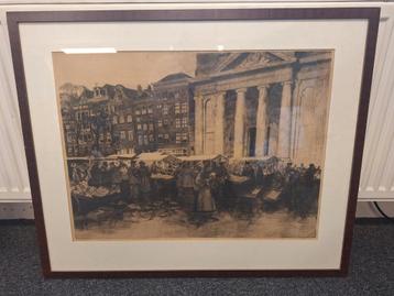 Waterlooplein tekening/ets beschikbaar voor biedingen