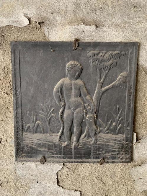 Haardplaat " Jongen met het hondje ", Antiek en Kunst, Curiosa en Brocante, Ophalen
