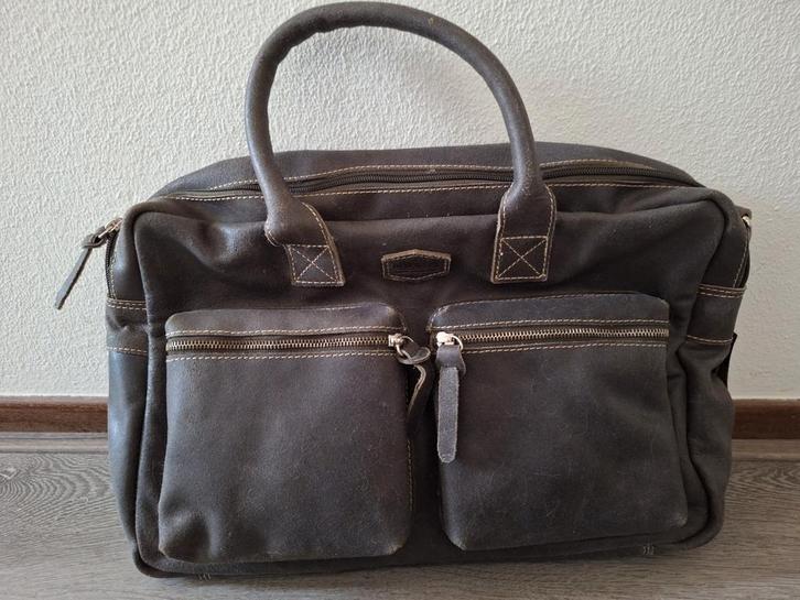 Old West leren laptoptas, Sieraden, Tassen en Uiterlijk, Tassen | Damestassen, Gebruikt, Handtas, Bruin, Ophalen
