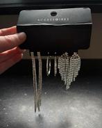Oorbellen hangers zilverkleurig strass glitter, Overige materialen, Hangers, Ophalen of Verzenden, Zilver