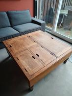 Houten salontafel met opbergruimte, Huis en Inrichting, Tafels | Salontafels, Ophalen, Gebruikt, Minder dan 50 cm, Robuust