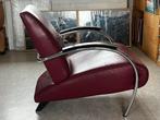 Gelderland 5470 Fauteuil Bordeauxrood Leer Chroom, Ophalen, Gebruikt, Leer, 75 tot 100 cm