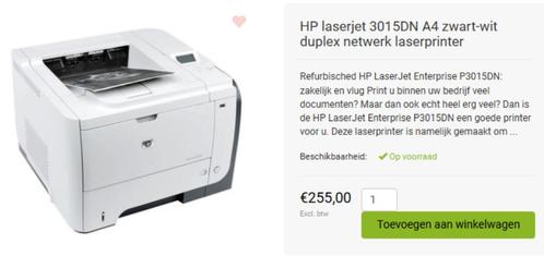 HP laserjet 3015DN A4 zwart-wit duplex netwerk laserprinter, Computers en Software, Printers, Refurbished, Printer, Laserprinter
