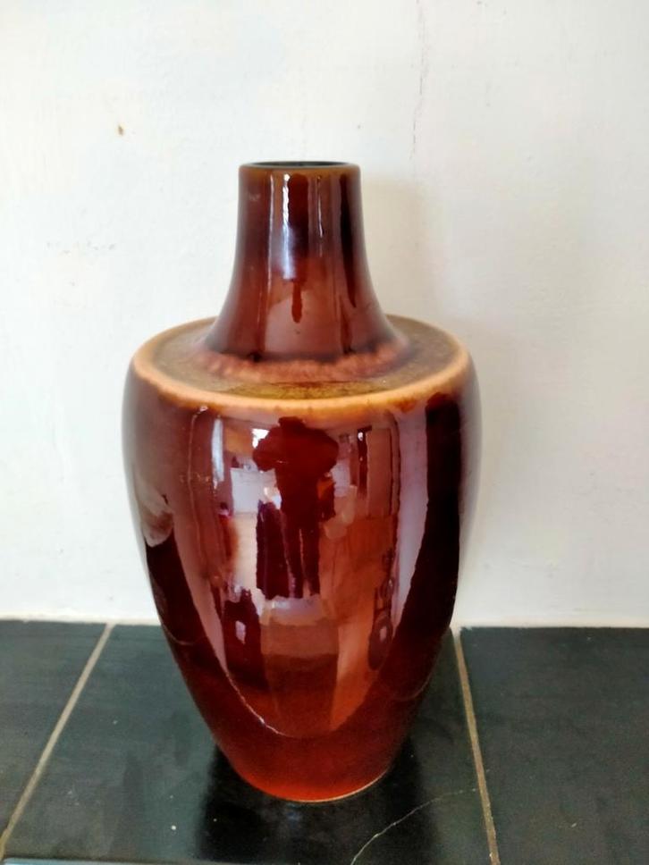 Vintage Duitse Kogelvaas 40-28 - Bruin Hoogglans, Antiek en Kunst, Antiek | Vazen, Ophalen of Verzenden