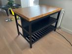 VADHOLMA Keukeneiland, zwart/eiken, 126x79x90 cm, Ophalen, 100 tot 150 cm, 75 cm of meer, Zwart