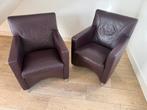 2x Leolux Dolcinea fauteuils plume/paars leder, Huis en Inrichting, Fauteuils, Ophalen, Zo goed als nieuw, 50 tot 75 cm, Leolux Dolcinea