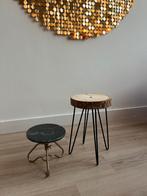 Groen Marmeren Bijzettafel - Verstelbaar, Huis en Inrichting, Tafels | Bijzettafels, Ophalen, Minder dan 55 cm, Gebruikt, Rond