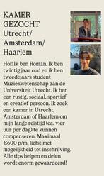 (Met spoed) KAMER GEZOCHT in Utrecht/Amsterdam/Haarlem, Huizen en Kamers