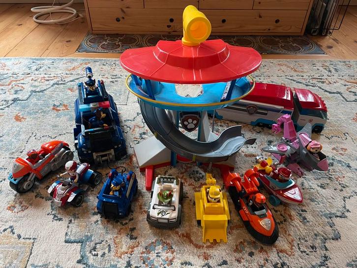 Paw patrol: uitkijktoren, paw patroller, Ryder en alle pups, Kinderen en Baby's, Speelgoed | Actiefiguren, Zo goed als nieuw, Ophalen