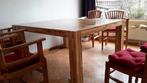Massief teak houten tafel 140 x 160 cm, Huis en Inrichting, Tafels | Eettafels, Ophalen, Rechthoekig, 150 tot 200 cm, 100 tot 150 cm