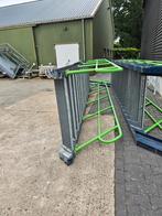 Stalen hoektrap blauw/ groen nob089, Doe-het-zelf en Verbouw, Ladders en Trappen, Ophalen, Zo goed als nieuw, 4 meter of meer