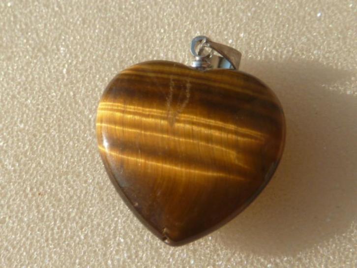 Hanger hartje Tijgeroog, Sieraden, Tassen en Uiterlijk, Edelstenen, Nieuw, Ophalen of Verzenden