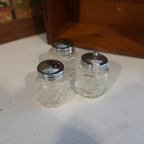 Menage cruet set peper zout mosterd origineel 3 potjes, Antiek en Kunst, Curiosa en Brocante, Ophalen of Verzenden