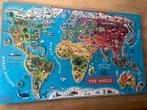 Grote wereldkaart puzzel, Ophalen of Verzenden, Meer dan 50 stukjes, Zo goed als nieuw, 6 jaar of ouder