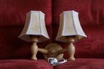 Oude retro Wand Schemerlamp Duo – (vintage), Huis en Inrichting, Lampen | Wandlampen, Ophalen, Zo goed als nieuw, Hout