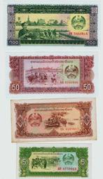 19-1007 Laos 4 bankbiljetten, Verzenden, Zuidoost-Azië, Los biljet