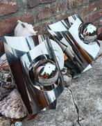 SPACE AGE SPOEDNIK, VINTAGE Oxar stijl wand lampen RVS (L41), Gebruikt, Metaal of Aluminium, Ophalen of Verzenden, Led