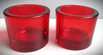 Waxinelichthouder~Rood Glas~Waxinehouders~sterk glazen