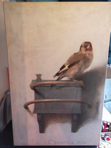 Canvas schilderij "het puttertje" sober landelijk  beschikbaar voor biedingen