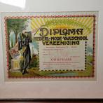 Art Deco 1930 School Diploma - Coupeuse Mode kleding Kunst, Antiek en Kunst, Kunst | Etsen en Gravures, Ophalen of Verzenden