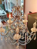 Kroonluchter Italiaans blauw geslepen glas antiek, Ophalen, Gebruikt, Glas, Antiek eclectisch