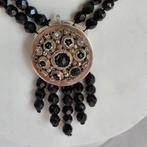 Antieke zilveren ketting met granaat/ git slot, Verzenden, Zilver, Ketting