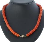 Kaasjes bloedkoraal ketting antiek fraai 14k slot goud dames, Sieraden, Tassen en Uiterlijk, Antieke sieraden, Ophalen of Verzenden